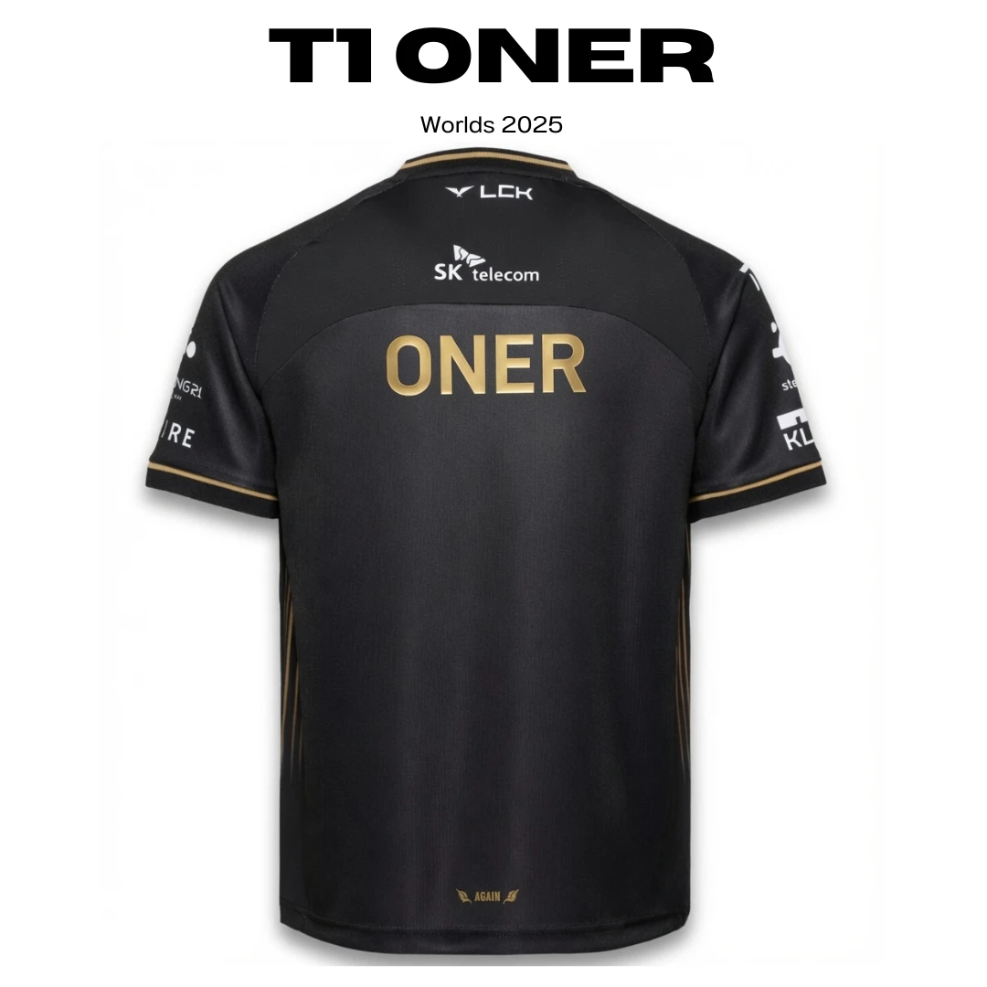 Camiseta T1 Oner Worlds 2025, espalda con el nombre ONER