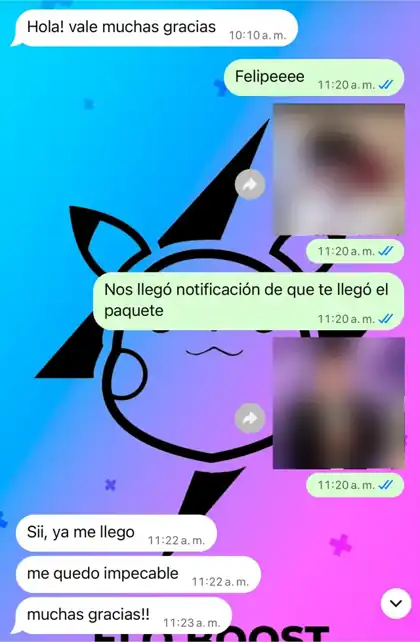 Captura de WhatsApp: Feliz con su camiseta