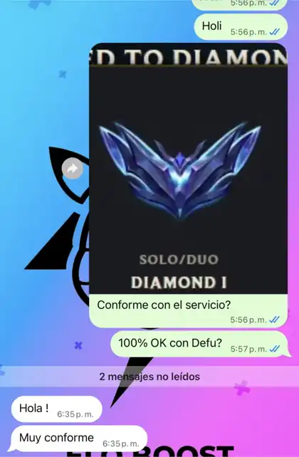 Captura de WhatsApp: Llega a Diamante I