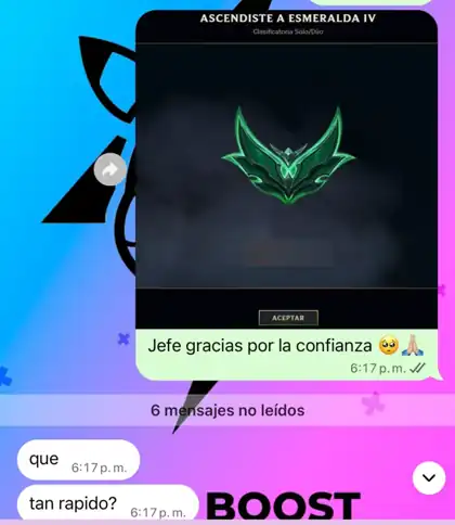 Captura de WhatsApp: Sube a Esmeralda IV