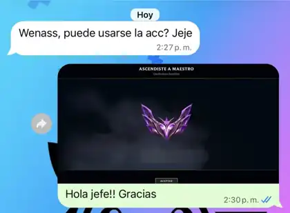 Captura de WhatsApp: Sube a Master