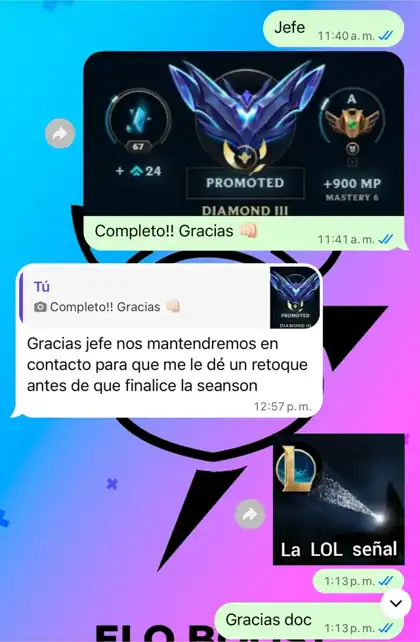 Captura de WhatsApp: Sube a Diamante III